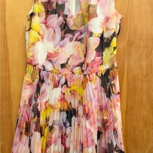 Karen Millen Floral Chiffon Dress with Pleated Skirt - Women’s Size US 6